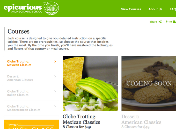 Epicurious.com Online Cooking School with The Culinary Institute of America